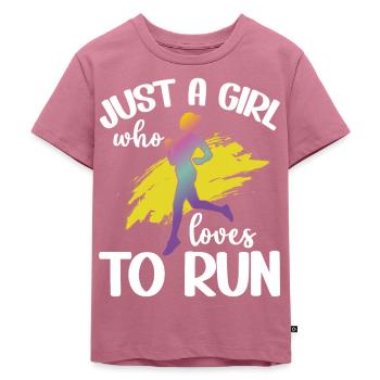 Runner Girls Running Cross Country Track Marathon - Kids Premium Organic T-Shirt - mauve - Front - Hailey (125cm)