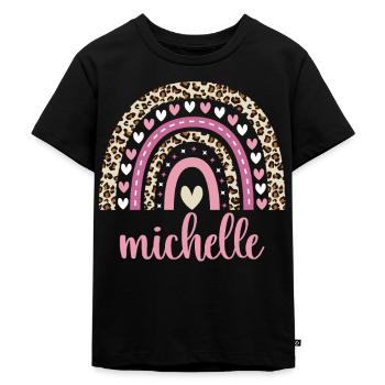 Michelle Regenbogen Name Geburtstag Michelle - Kinder Premium Bio T-Shirt - Schwarz - Vorne - Mikhail (115cm)