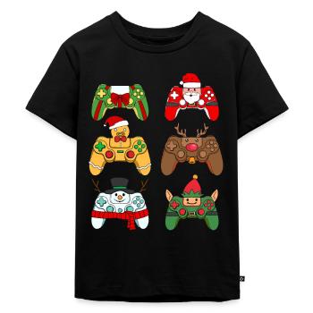 Christmas Gaming Controller - Kinder Premium Bio T-Shirt - Schwarz - Vorne - Mikhail (115cm)