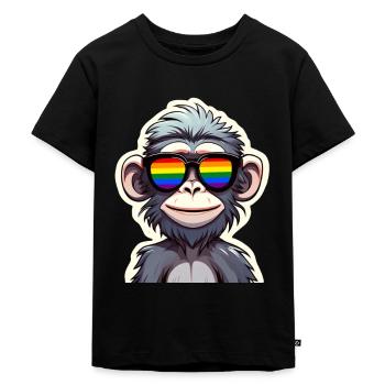 Lunettes de soleil LGBTQ Pride Month Monkey Arc-en-ciel - T-shirt Premium bio Enfant - noir - Devant - Mikhail (115cm)