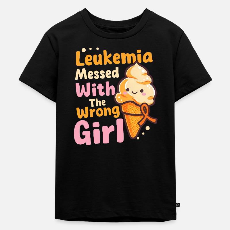 Leukämie-Bewusstsein mit falschem Mädchen durcheinander gebracht - Kinder Premium Bio T-Shirt - Schwarz