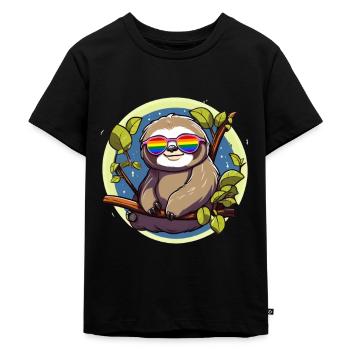 LGBTQ Sloth Pride Month - Kids Premium Organic T-Shirt - black - Front - Mikhail (115cm)