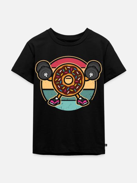 Donut PowerLifting Workout -Gewichtheber - Kinder Premium Bio T-Shirt - Schwarz