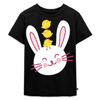 Osterhase und drei süße Küken - Kinder Premium Bio T-Shirt - Schwarz - Vorne - Mikhail (115cm)