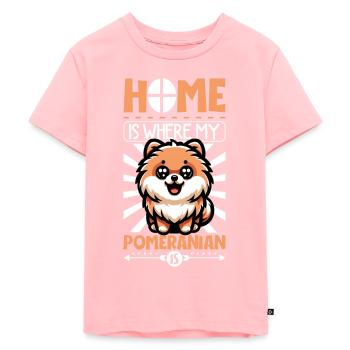 Zuhause - Zwergspitz - Kinder Premium Bio T-Shirt - Rosa - Vorne - AI Model Kid Female (0cm)