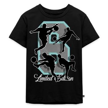 6. Geburtstag Fußball - Kinder Premium Bio T-Shirt - Schwarz - Vorne - Mikhail (115cm)