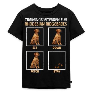 RHODESIAN RIDGEBACK TRAININGSLEITFADEN Lustiges - Kinder Premium Bio T-Shirt - Schwarz - Vorne - Mikhail (115cm)