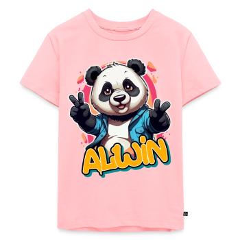 ALWIN - Handsome Boy Name with Cool Panda - Kids Premium Organic T-Shirt - rose - Front - AI Model Kid Female (0cm)