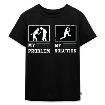 Amateur de parkour Mon problème Mon pictogramme Papa Maman - T-shirt Premium bio Enfant - noir - Devant - Mikhail (115cm)
