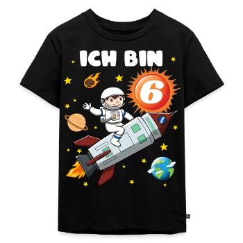 6. Geburtstag, 6 Jahre Alt Geburtstagsgeschenk - Kinder Premium Bio T-Shirt - Schwarz - Vorne - Mikhail (115cm)