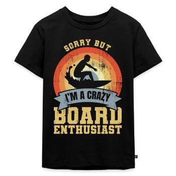 Crazy Surfer - Kids Premium Organic T-Shirt - black - Front - Mikhail (115cm)