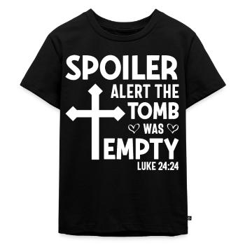 Funny Easter Saying Spoiler Tomb Was Empty - Kids Premium Organic T-Shirt - black - Front - Mikhail (115cm)