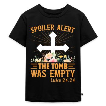 Funny Easter Saying Spoiler Tomb Was Empty - Kids Premium Organic T-Shirt - black - Front - Mikhail (115cm)