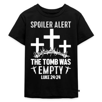 Funny Easter Saying Spoiler Tomb Was Empty - Kids Premium Organic T-Shirt - black - Front - Mikhail (115cm)