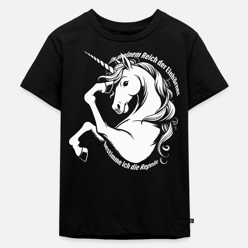Dans mon royaume de licornes, je détermine... - T-shirt Premium bio Enfant - noir