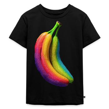 Banana Pixel Artwork Fruit Colorful Graphic Banana - Kids Premium Organic T-Shirt - black - Front - Mikhail (115cm)
