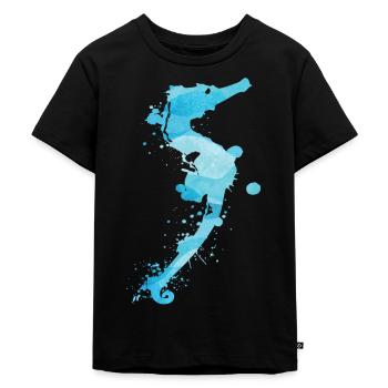 Aquarell Seepferdchen Ozean Unterwasser - Kinder Premium Bio T-Shirt - Schwarz - Vorne - Mikhail (115cm)