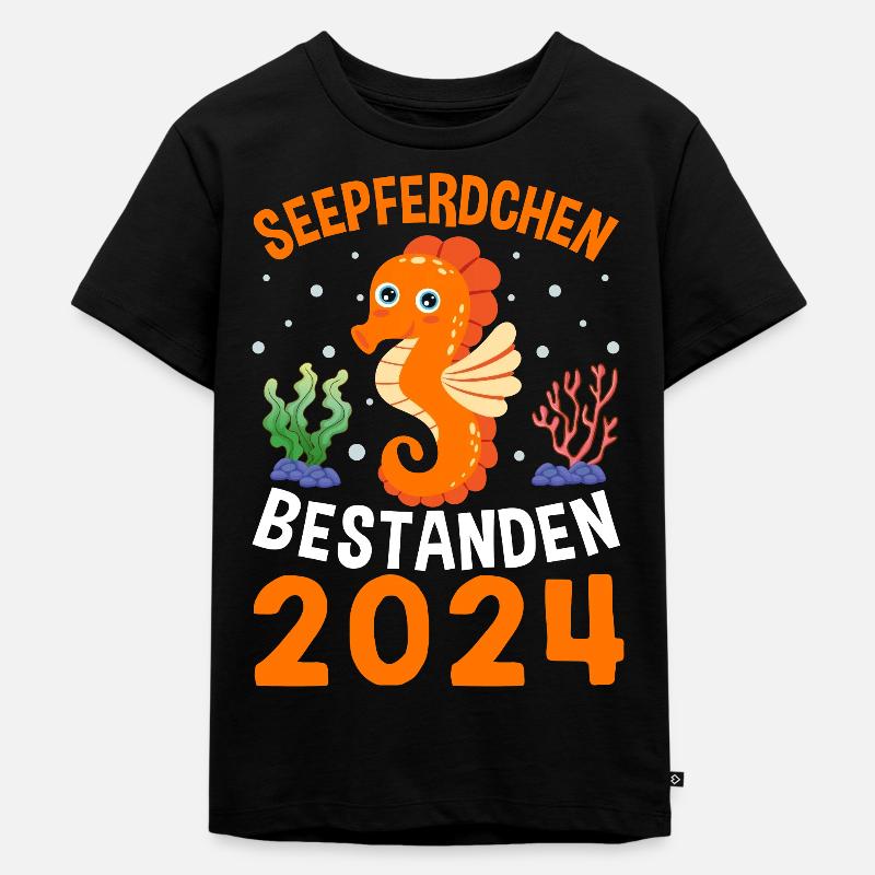 Seepferdchen bestanden Schwimmabzeichen - Kinder Premium Bio T-Shirt - Schwarz
