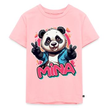 MINA - Schöner Mädchen Name mit coolem Panda - Kinder Premium Bio T-Shirt - Rosa - Vorne - AI Model Kid Female (0cm)