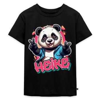 HEIKE - Schöner Mädchen Name mit coolem Panda - Kinder Premium Bio T-Shirt - Schwarz - Vorne - Mikhail (115cm)