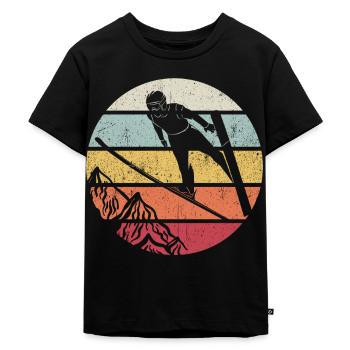 Skispringen Retro Skifliegen Skiurlaub Sport Ski S - Kinder Premium Bio T-Shirt - Schwarz - Vorne - Mikhail (115cm)