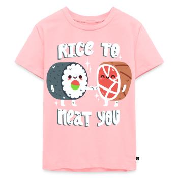 Sushi und Fleisch Wortwitz - Kinder Premium Bio T-Shirt - Rosa - Vorne - AI Model Kid Female (0cm)