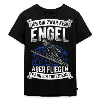 Ich Bin Zwar Kein Engel Aber Fliegen Kann Ich Trot - Kinder Premium Bio T-Shirt - Schwarz - Vorne - Mikhail (115cm)