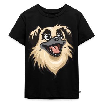 Pekinese | Cartoon Artwork - Kinder Premium Bio T-Shirt - Schwarz - Vorne - Mikhail (115cm)