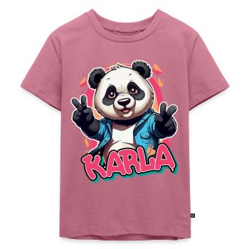 KARLA - Schöner Mädchen Name mit coolem Panda - Kinder Premium Bio T-Shirt - Mauve - Vorne - Hailey (125cm)