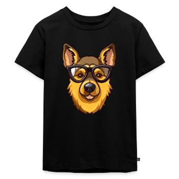 German Shepherd Dog Breed Watercolor Cartoon Kawai - Kids Premium Organic T-Shirt - black - Front - Mikhail (115cm)