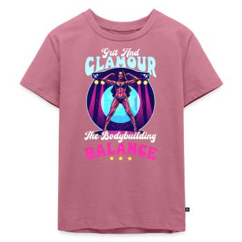 Female Bodybuilder Grit Glamour The Balance - Kids Premium Organic T-Shirt - mauve - Front - Hailey (125cm)