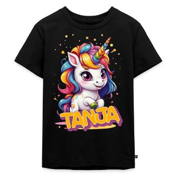 TANJA - Beau nom de fille avec une jolie licorne - T-shirt Premium bio Enfant - noir - Devant - Mikhail (115cm)