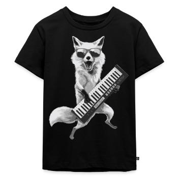 Fox Keytar Keyboard Geschenk - Kinder Premium Bio T-Shirt - Schwarz - Vorne - Mikhail (115cm)