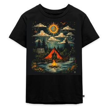 Camping à la belle étoile - T-shirt Premium bio Enfant - noir - Devant - Mikhail (115cm)