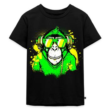DJ Monkey Music Party Fun Lunettes de soleil Dance Party M - T-shirt Premium bio Enfant - noir - Devant - Mikhail (115cm)