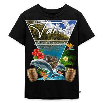 Tahiti Polynésie Française Dauphin - T-shirt Premium bio Enfant - noir - Devant - Mikhail (115cm)