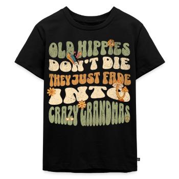 Hippie Oma - Kinder Premium Bio T-Shirt - Schwarz - Vorne - Mikhail (115cm)