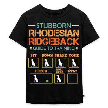 Ridgeback Hund STUBBORN RHODESIAN RIDGEBACK - Kinder Premium Bio T-Shirt - Schwarz - Vorne - Mikhail (115cm)