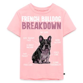 French Bulldog BREAKDOWN Frenchie - Kids Premium Organic T-Shirt - rose - Front - AI Model Kid Female (0cm)