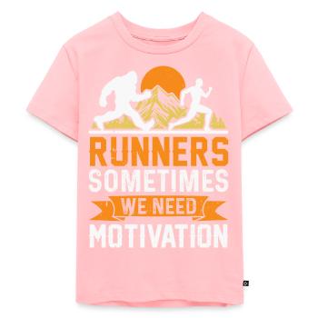 Bergläufer Joggen in den Bergen - Kinder Premium Bio T-Shirt - Rosa - Vorne - AI Model Kid Female (0cm)