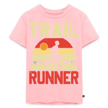 Bergläufer Joggen in den Bergen - Kinder Premium Bio T-Shirt - Rosa - Vorne - AI Model Kid Female (0cm)