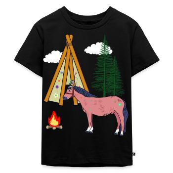 Shamans Horse Horses Ross Gaul Wild West - Kids Premium Organic T-Shirt - black - Front - Mikhail (115cm)