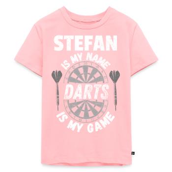 Darts design by Stefan's name. Darts Gifts - Kids Premium Organic T-Shirt - rose - Front - AI Model Kid Female (0cm)