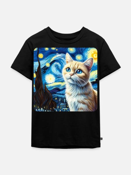 Katze Gemälde Kunst, Katzenbesitzer - Kinder Premium Bio T-Shirt - Schwarz