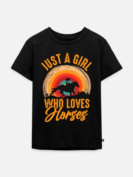 Amoureux des chevaux Équitation équestre - T-shirt Premium bio Enfant - noir