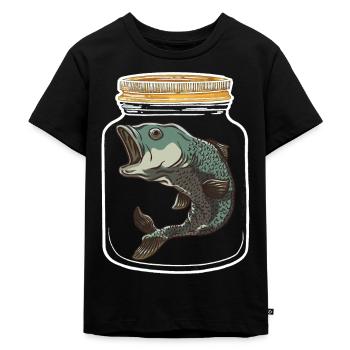 Fisch Fische Angler Angeln Fischen - Kinder Premium Bio T-Shirt - Schwarz - Vorne - Mikhail (115cm)