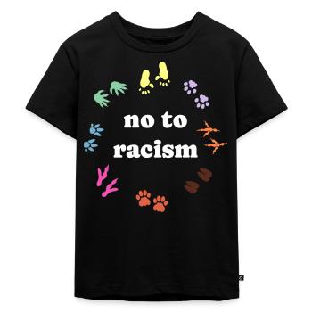 gegen Rassismus, gegen Rechts, gegen Nazis, Liebe - Kinder Premium Bio T-Shirt - Schwarz - Vorne - Mikhail (115cm)