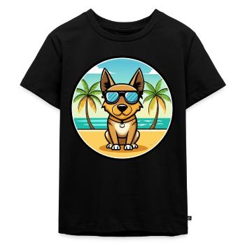 Lancashire Heeler Dog Breed Cartoon Sunglass Beach - Kids Premium Organic T-Shirt - black - Front - Mikhail (115cm)