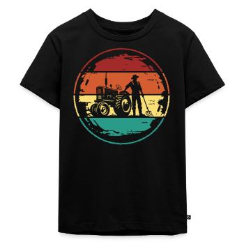 Landwirt Landwirtschaft Bauernhof Vintage - Kinder Premium Bio T-Shirt - Schwarz - Vorne - Mikhail (115cm)