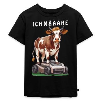 VACHE SUR ROBOT TONDEUSE I MAÄÄHE - T-shirt Premium bio Enfant - noir - Devant - Mikhail (115cm)